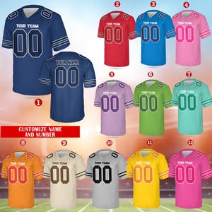 Personalized Football Team, Custom Team Name And Number Football Jersey, V-neck Short Sleeve Jersey Shirt, Football Jerseys