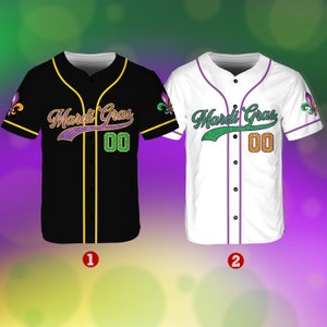 Personalized Mardi Gras Baseball Jersey, Custom Name And Number Baseball Jersey, Mardi Gras Carnival Jersey, Gift For Family Matching