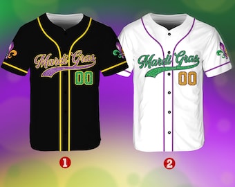 Personalisierte Mardi Gras Baseball Jersey, benutzerdefinierte Name und Nummer Baseball Jersey, Mardi Gras Karneval Jersey, Geschenk für Familie Matching