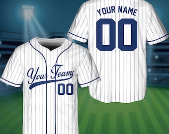 Personalized Team Name And Number Pinstripe Baseball Jersey, Custom Stripe Line Color Baseball Jersey, Baseball Jersey Uniform