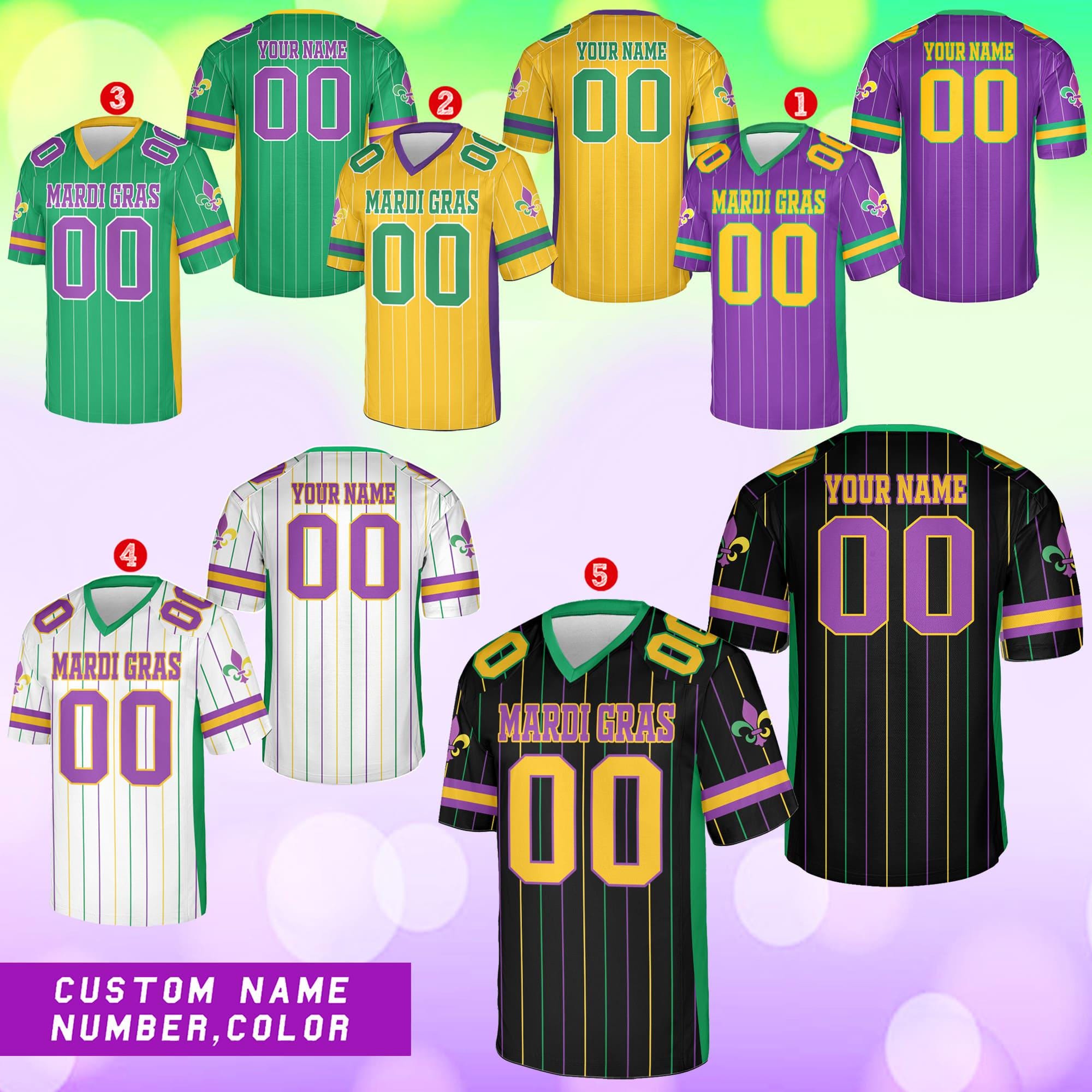 Personalized Mardi Gras Football Jersey, Custom Your Name and