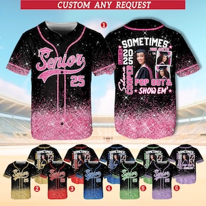 Personalized  Glitter Senior 2025 Baseball Jersey with Name & Photo, Custom Youth/Adult Senior Shirt, Senior 2025 Shirt, Graduation Gifts