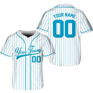 KXK Blue Custom Baseball Jersey Stitched Your Name And Numbers Button