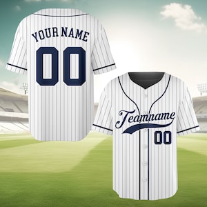 Personalisierter Teamname und Nummer Nadelstreifen Baseball Jersey, benutzerdefinierte Streifenlinie Farbe Baseball Jersey, Baseball Jersey Uniform Baseballfans