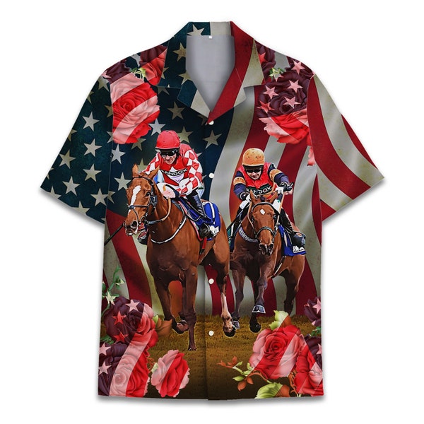 Racing Horse Button Down Shirt Etsy