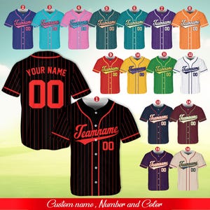 Personalisierter Teamname und Nummer Nadelstreifen Baseball Jersey, benutzerdefinierte Streifenlinie Farbe Baseball Jersey, Baseball Jersey Uniform Baseballfans