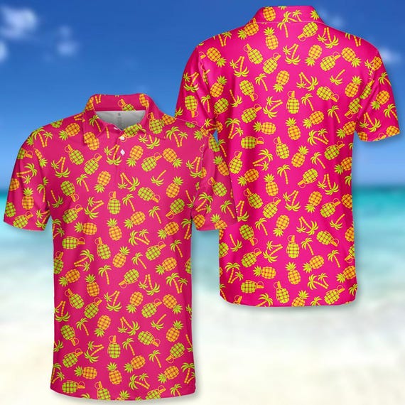 Tropical Pineapple Polo Shirt for Men Women, Summer Beach Golf