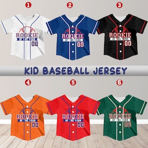 Personalized Rookie Of the Year Kid Baseball Jersey, Custom Name Number Youth Baseball Shirt, Rookie Of The Year Jersey For Baseball Fans