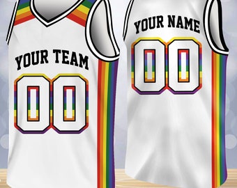 Custom LGBTQ Basketball Jersey Team Name & Number, LGBT Pride Month Basketball Jersey Team,  Rainbow Basketball Jersey LGBTQ Shirt