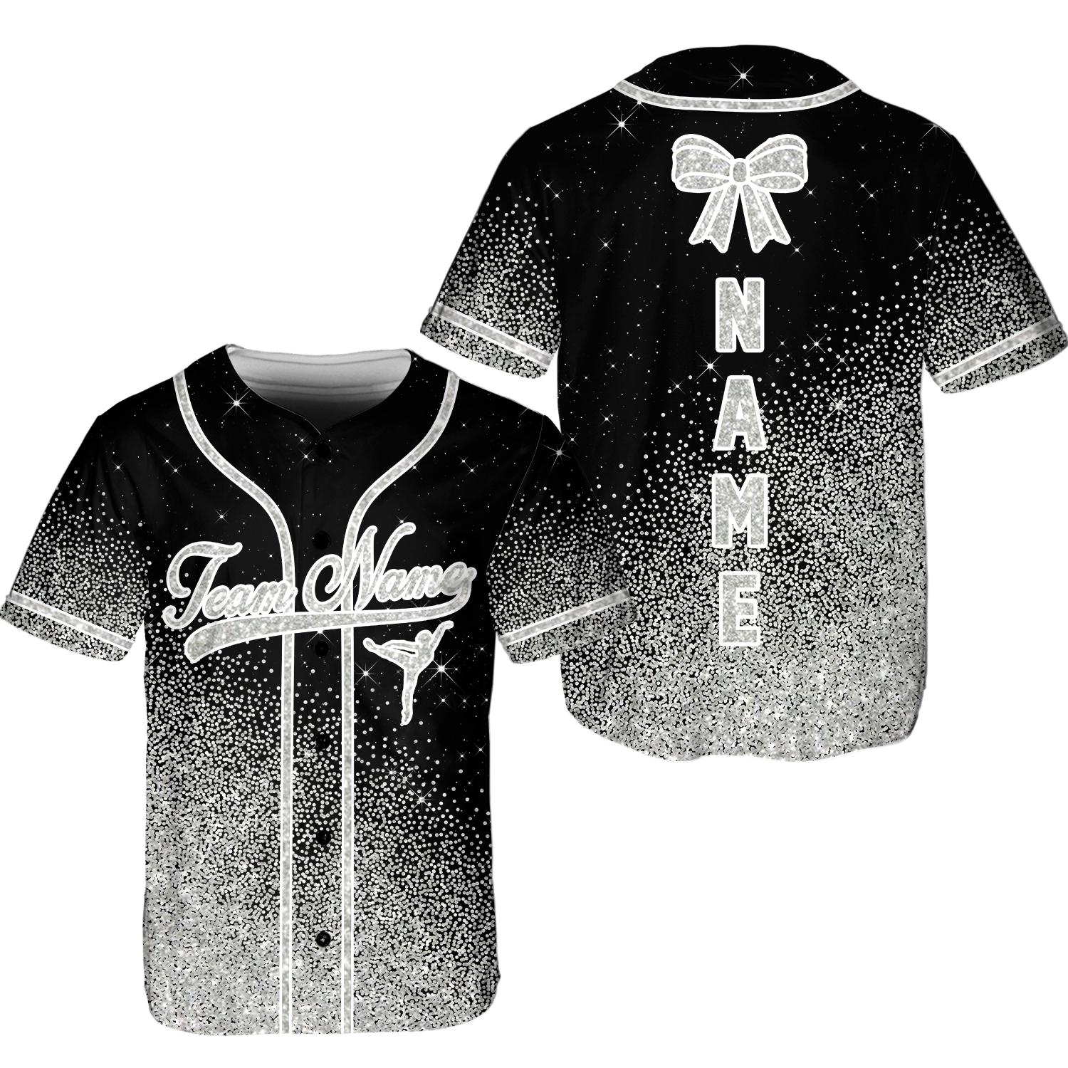 Personalized Glitter Baseball Jersey Shirt, Custom Team Name