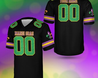 Personalized Glitter Mardi Gras Football Jersey, Custom Name and