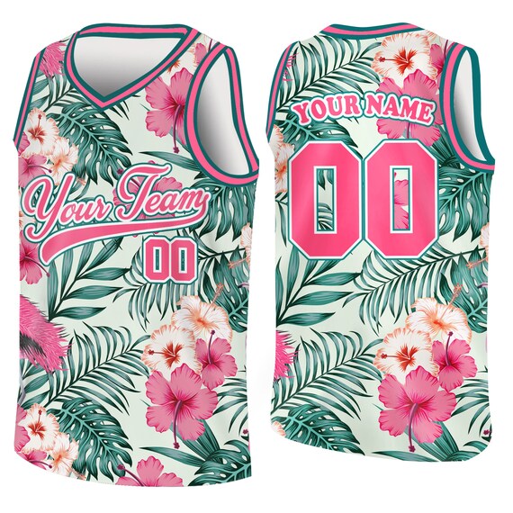 Floral Pink Basketball Shirt Basketball Jersey For Men Custom