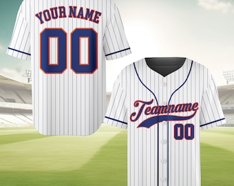 Personalized Team Name And Number Pinstripe Baseball Jersey, Custom Stripe Line Color Baseball Jersey, Baseball Jersey Uniform Baseball Fans