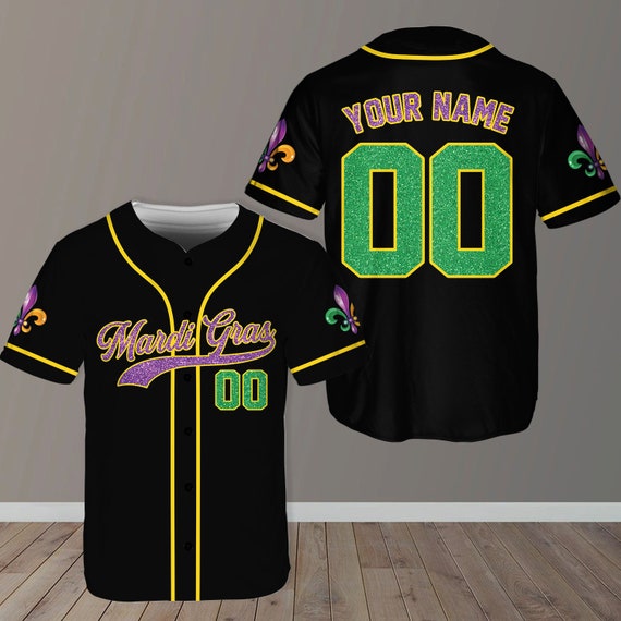 Personalized Mardi Gras Baseball Jersey, Custom Name and Number