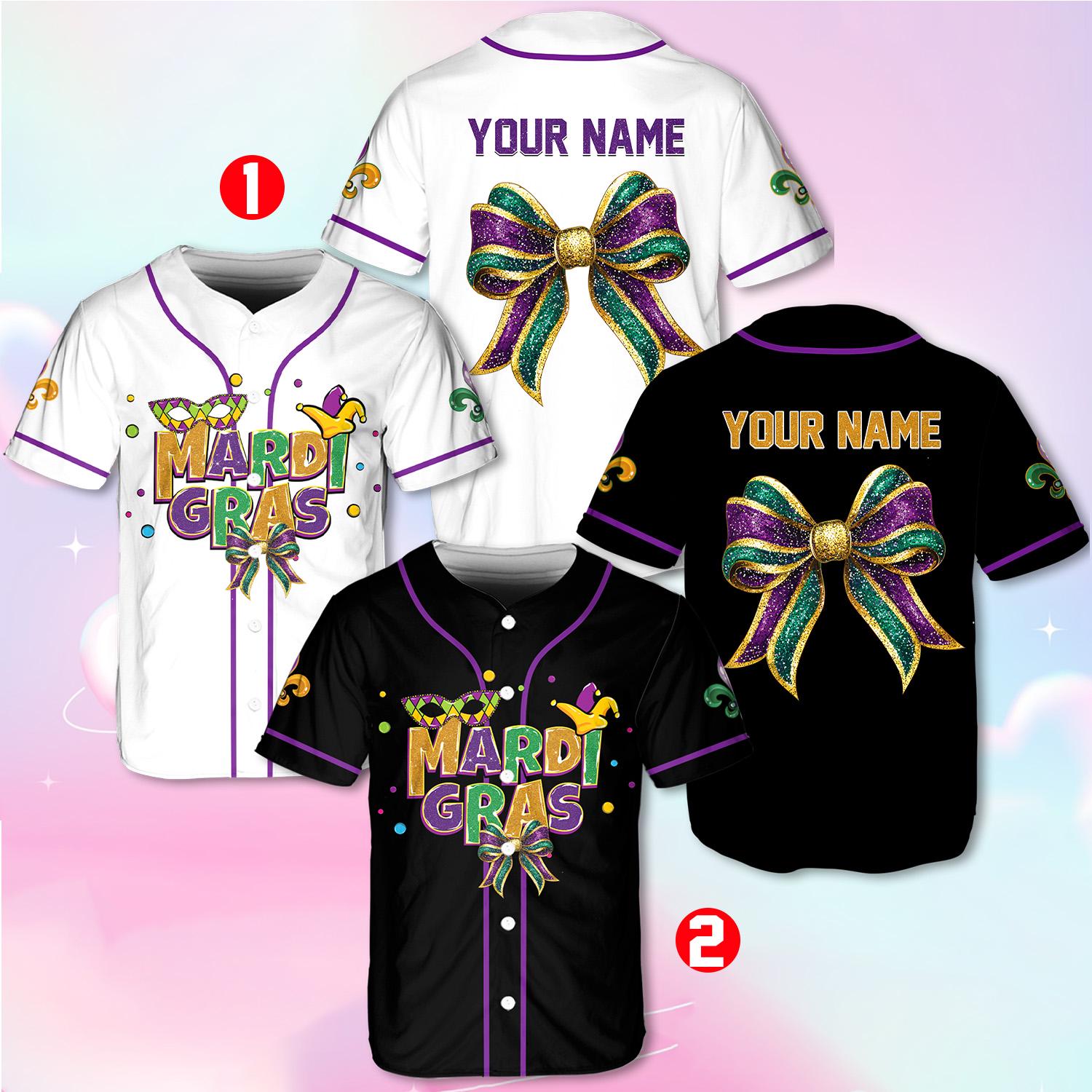 Personalized Mardi Gras Baseball Jersey Men Women Kid Youth