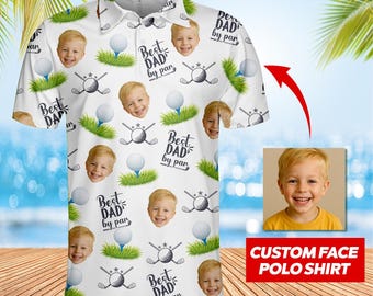 Personalized Face& Name Golf Polo Shirt for Men, Custom Best Dad Golf Shirt, Father's Day Gift Polo, Custom Polo for Golfer, Gifts for Mom