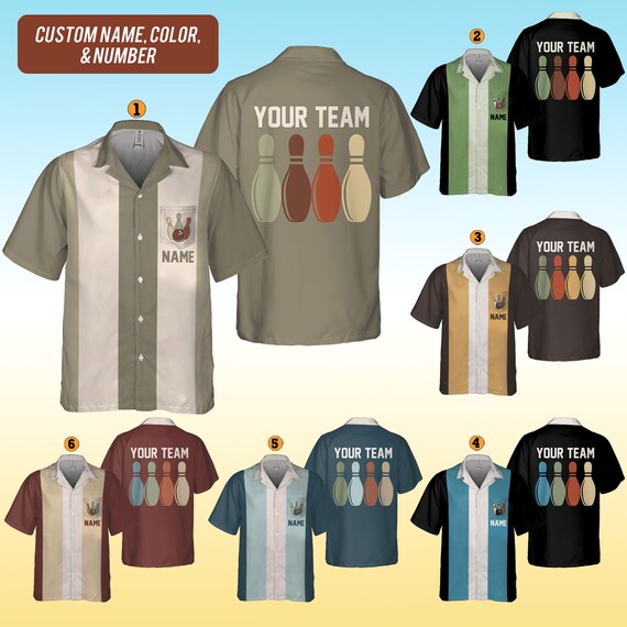 Camicie Da Bowling Hawaiane Personalizzate Con Nome Squadra, Uomo/Donna, Maniche Corte, Poliestere