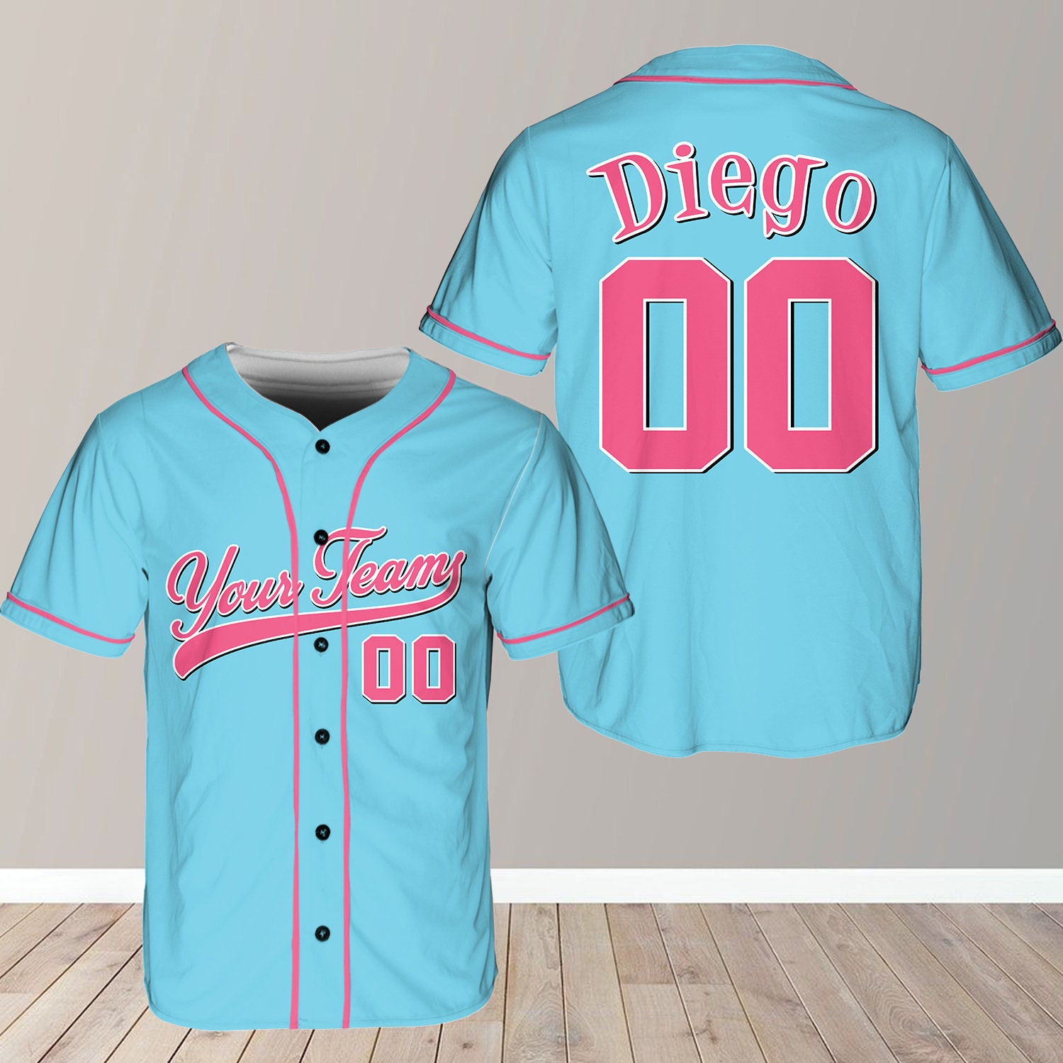 HTDDesignsArt Personalized Name Team,Custom Stripe Line Color Baseball Jersey for Baseball Fans,Custom Number Baseball Team Jersey,Baseball Couple Jersey