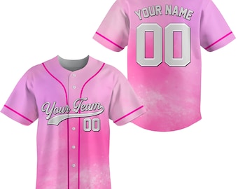 Personalized Team Name And Number Baseball Jersey, Custom Pink Baseball Jersey Shirt, Baseball Jersey Uniform For Baseball Fans Lovers