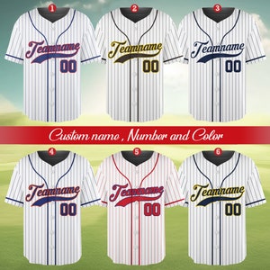 Personalisierter Teamname und Nummer Nadelstreifen Baseball Jersey, benutzerdefinierte Streifenlinie Farbe Baseball Jersey, Baseball Jersey Uniform Baseballfans