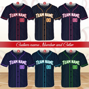 Personalized Team Name And Number Pinstripe Baseball Jersey, Custom Stripe Line Color Baseball Jersey, Baseball Jersey Uniform Baseball Fans