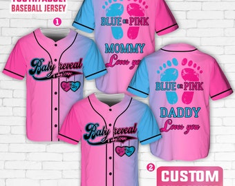 Personalized Baby Reveal Baseball Jersey, Blue or Pink Baseball Jersey, Gender Reveal Jersey, Team Boy Team Girl Jersey, Reveal Party Jersey