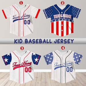 Maglia da baseball personalizzata per bambini USA, maglia da baseball per ragazzi con nome della squadra personalizzata, maglia da baseball con bandiera americana per gli amanti dei fan del baseball