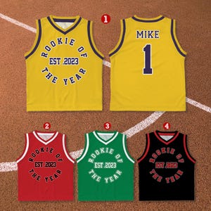 Custom Rookie Of The Year Basketball Jersey, Personalized Youth Kid Basketball Jersey, Game Day Outfit, Kids Birthday Jersey, Toddler Jersey