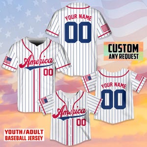 Personalized USA Baseball Jersey, Custom Team Name Shirt, American Flag Baseball Jersey For Baseball Fans, Baseball Lovers, Patriotic Shirt