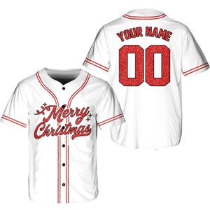 Personalized Merry Christmas Baseball Jersey, Custom Name And Number Baseball Jersey,Christmas Jersey Gift For Family Matching Baseball Team
