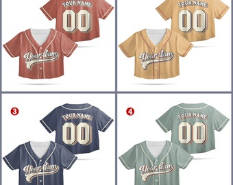 Personalized Vintage Team Name And Number Crop Top Baseball Jersey, Custom Crop Top Baseball Jersey For Teen Girls Women Female Baseball Fan