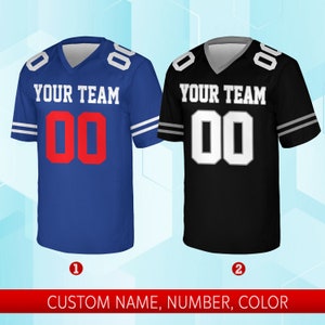 Personalized Team Name And Number Any Football Jersey, Custom V-neck Short Sleeve Jersey Shirt, Football Jersey For Football Fan Lover