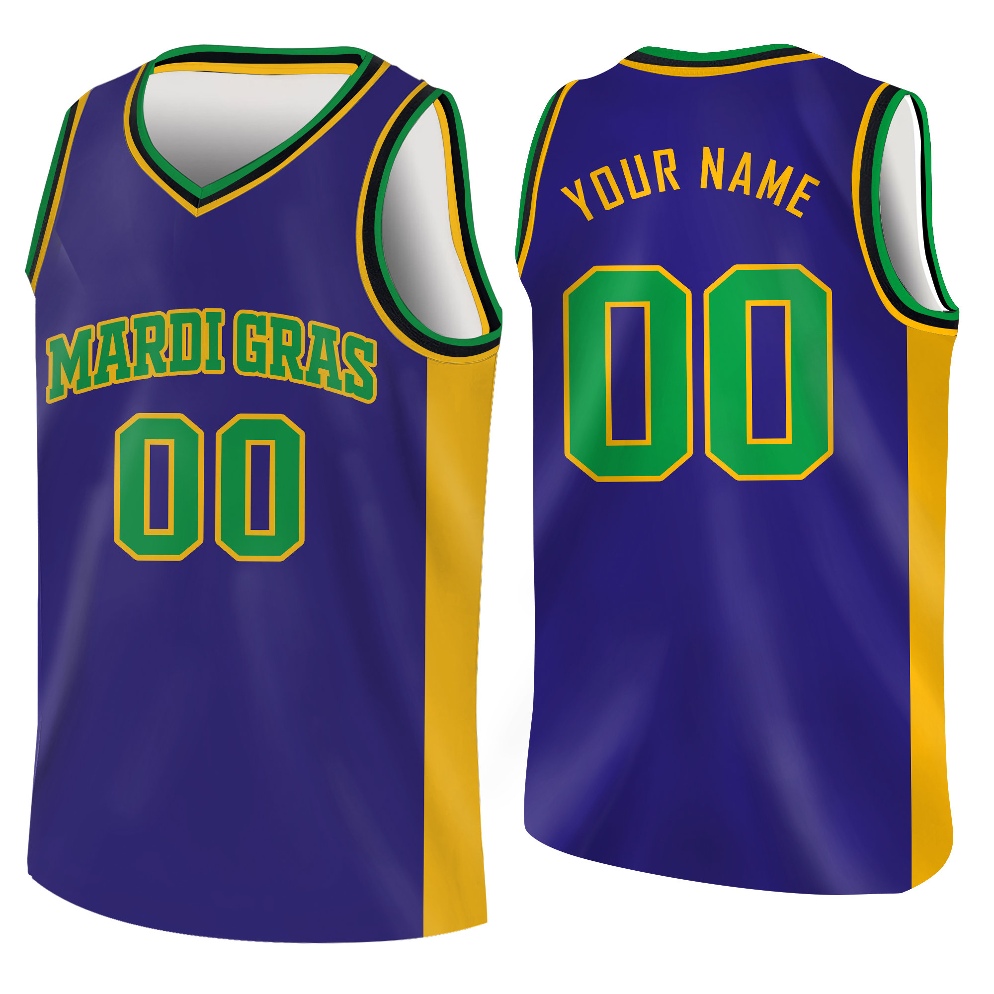 Custom Mardi Gras Basketball Jersey Team Name & Number, Basketball