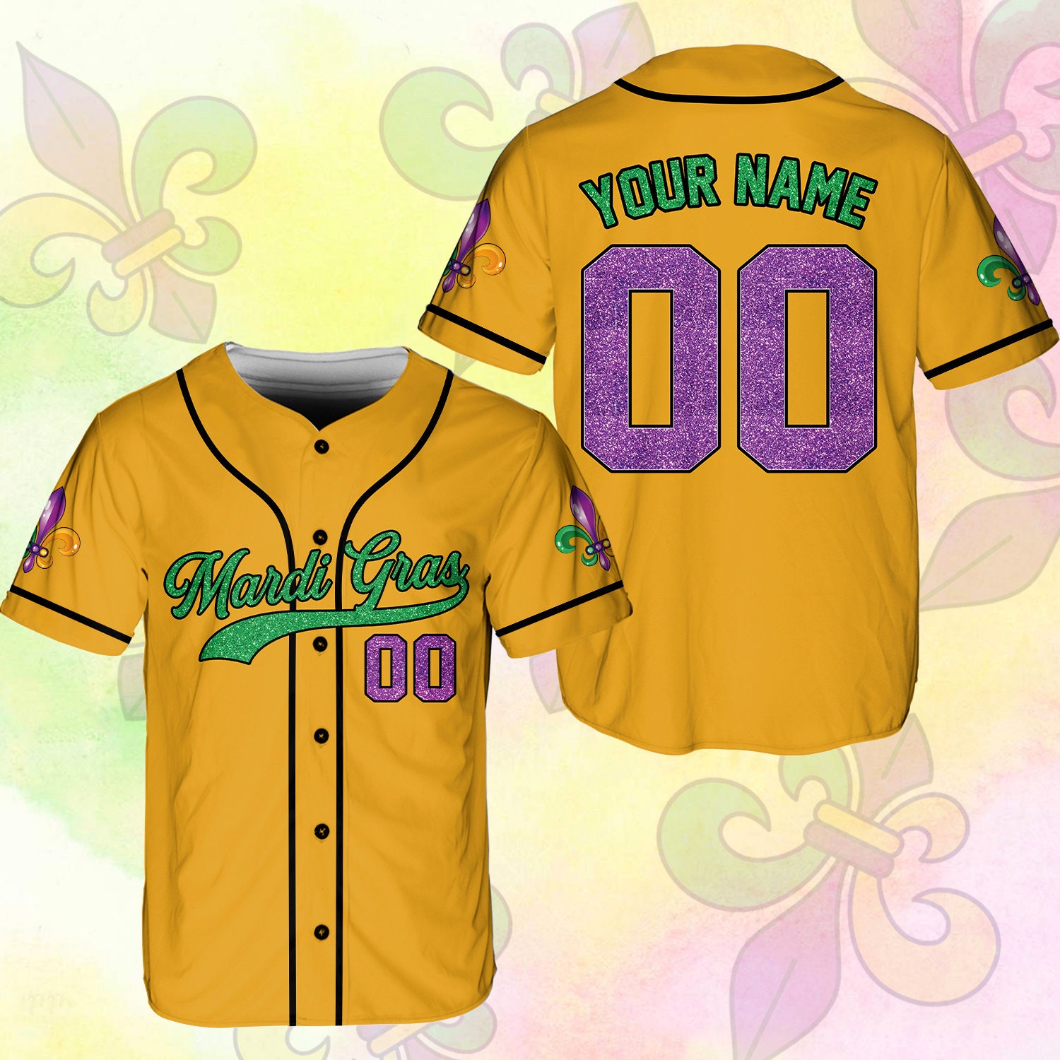 Personalized Mardi Gras Baseball Jersey, Custom Name And Number Baseball Jersey