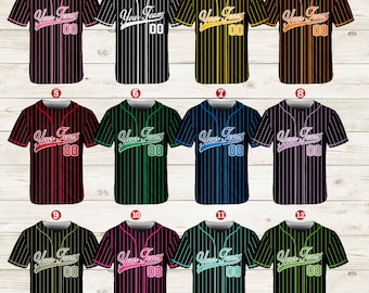 Personalized Team Name And Number Pinstripe Baseball Jersey, Custom Stripe Line Color Baseball Jersey, Baseball Jersey Uniform Baseball Fans