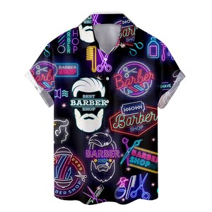 Barber Shop Hawaiian Shirts for Men Women, Hair Stylist Casual Shirts Button Down Short Sleeve, Barber Shirt Men, Hairdresser Shirt