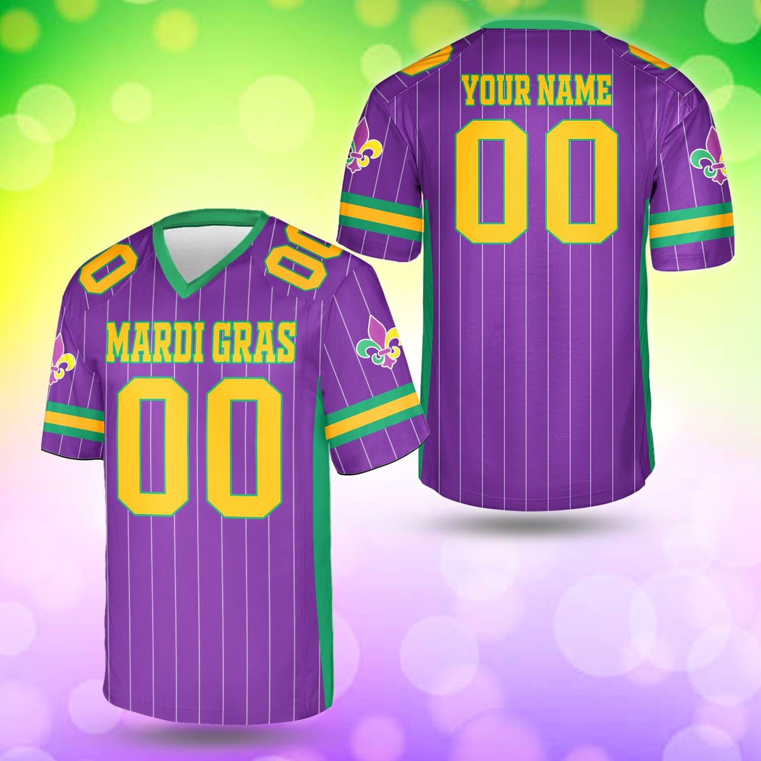 Personalized Mardi Gras Football Jersey, Custom Your Name and