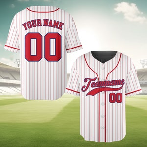 Personalisierter Teamname und Nummer Nadelstreifen Baseball Jersey, benutzerdefinierte Streifenlinie Farbe Baseball Jersey, Baseball Jersey Uniform Baseballfans