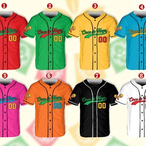 Camiseta de béisbol personalizada del Cinco de Mayo, camiseta de camiseta de béisbol de Fiesta Mexicana con nombre personalizado, camiseta de béisbol para el equipo Fiesta