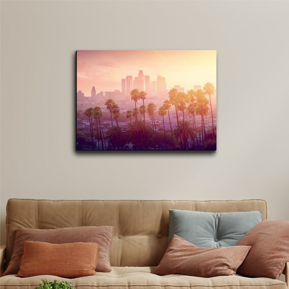 Los Angeles Wall Decor LA Landscape Glass Wall Art Wall Etsy