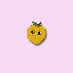 Cute Halloween Vampire Peach Fruit Enamel Pin , Unique and Cute Fun Novelty Pin, Kawaii Fruit-Themed Lapel Pin, Enamel badge