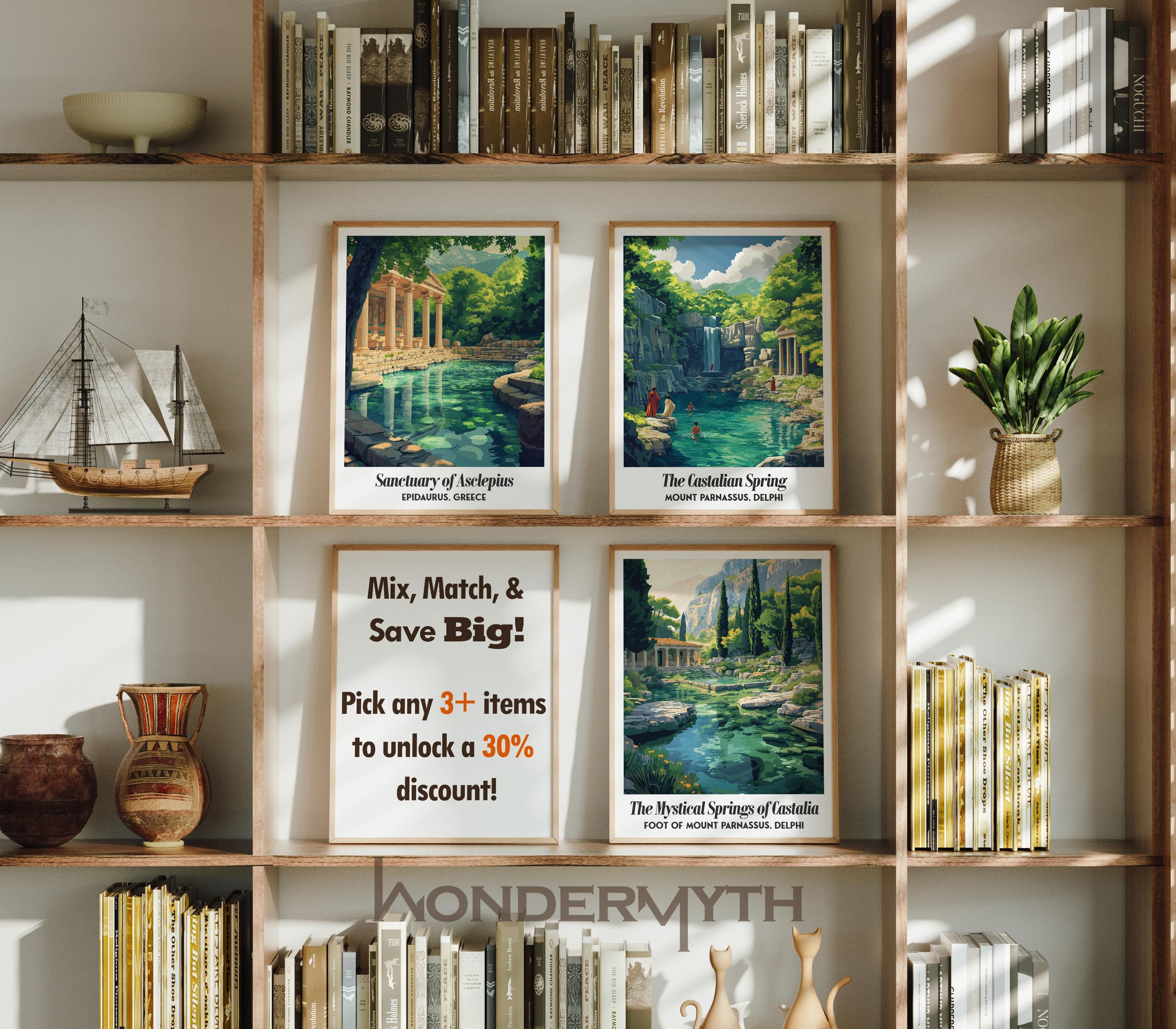 The Castalian Spring Travel Poster, Mount Parnassus Digital Art, Greek ...