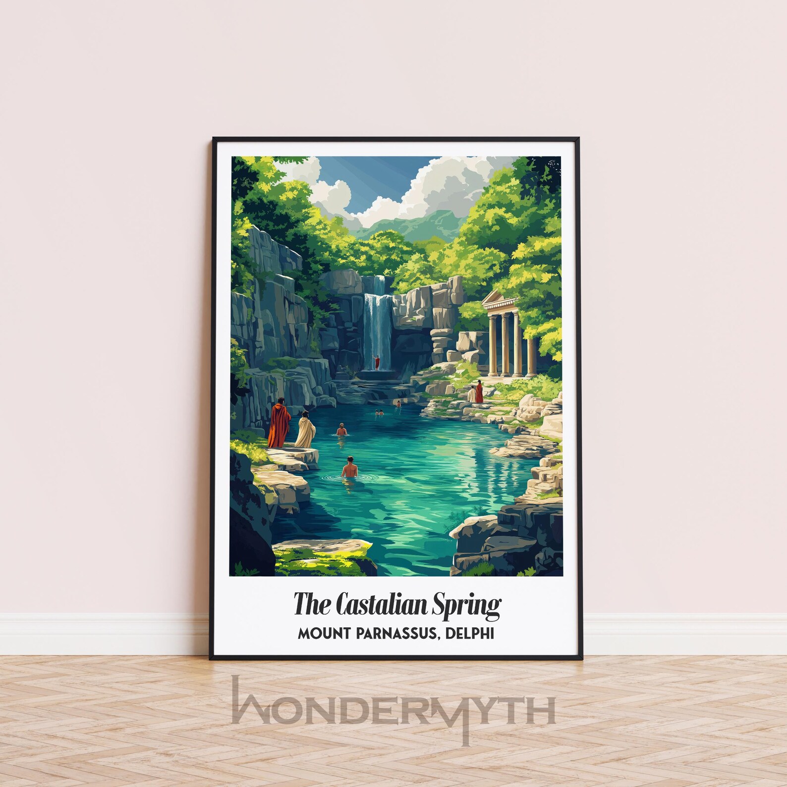 The Castalian Spring Travel Poster, Mount Parnassus Digital Art, Greek ...