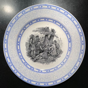 Antique Boch Frères Keramis Cabinet Plate: Mort de Bayard (20.7 cm)