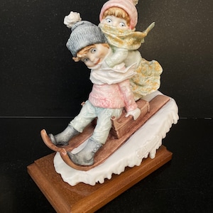 Gorgeous Giuseppe Armani Capodimonte Figurine Winter Fun. Florence Sculture D’Arte.