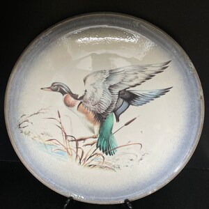 Belle grande assiette VARM Ceramica Italy 33,5 cm avec décor d&#39;oiseaux