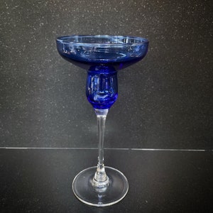 Hermoso portavelas azul cobalto Luminarc // Vintage de mediados de siglo // Francia