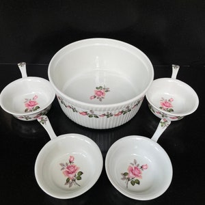 Set of 5 APILCO Porcelaine a feu (Pillivuyt) France  Ramekin Souffle Dishes