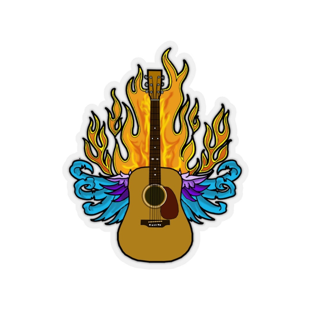 Tattoo Guitar Kiss Cut Sticker for the Bluegrass Guitarplayer - Etsy