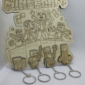 Minecraft keychain for 4 keys. IMMEDIATE DOWNLOAD